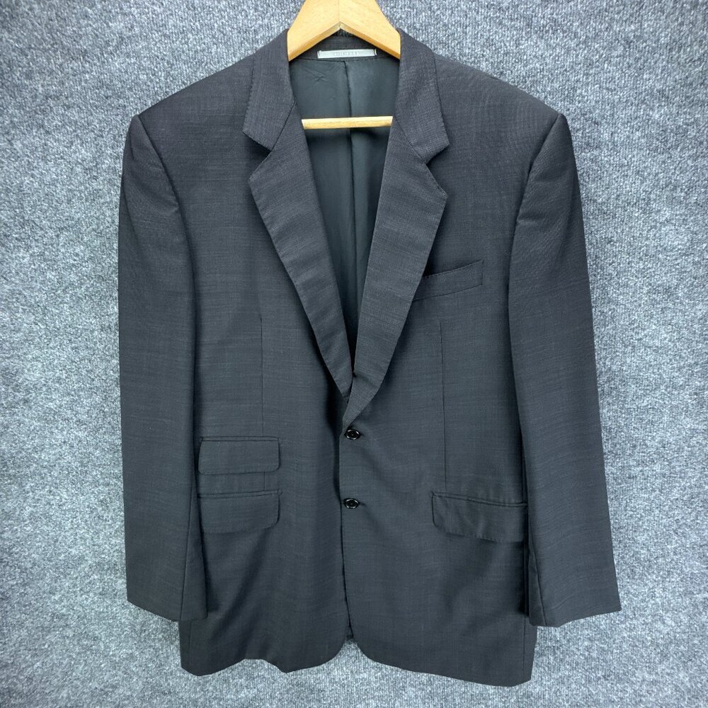 Hickey Freeman Suit‎ Jacket Mens 42R Black Worsted Wool 130s Silk Loro Piana USA